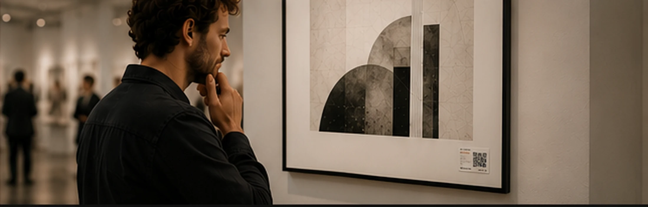 Sammler betrachtet „Golden Hour“ in einer Galerie
