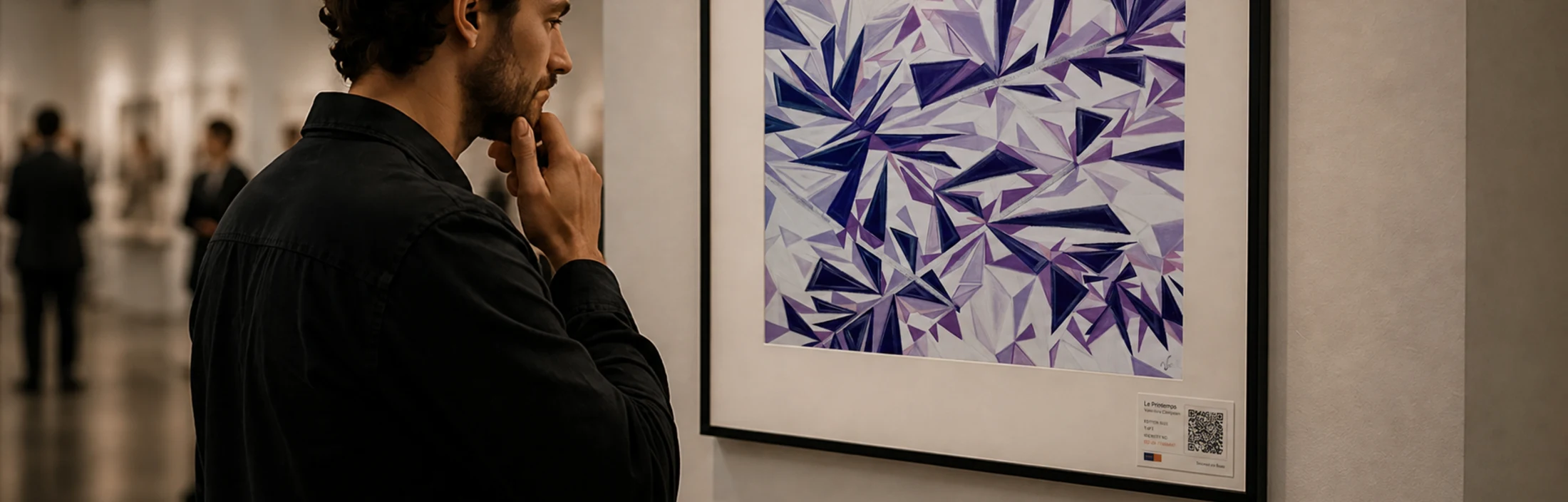 Collector looking at Le Printemps in a gallery